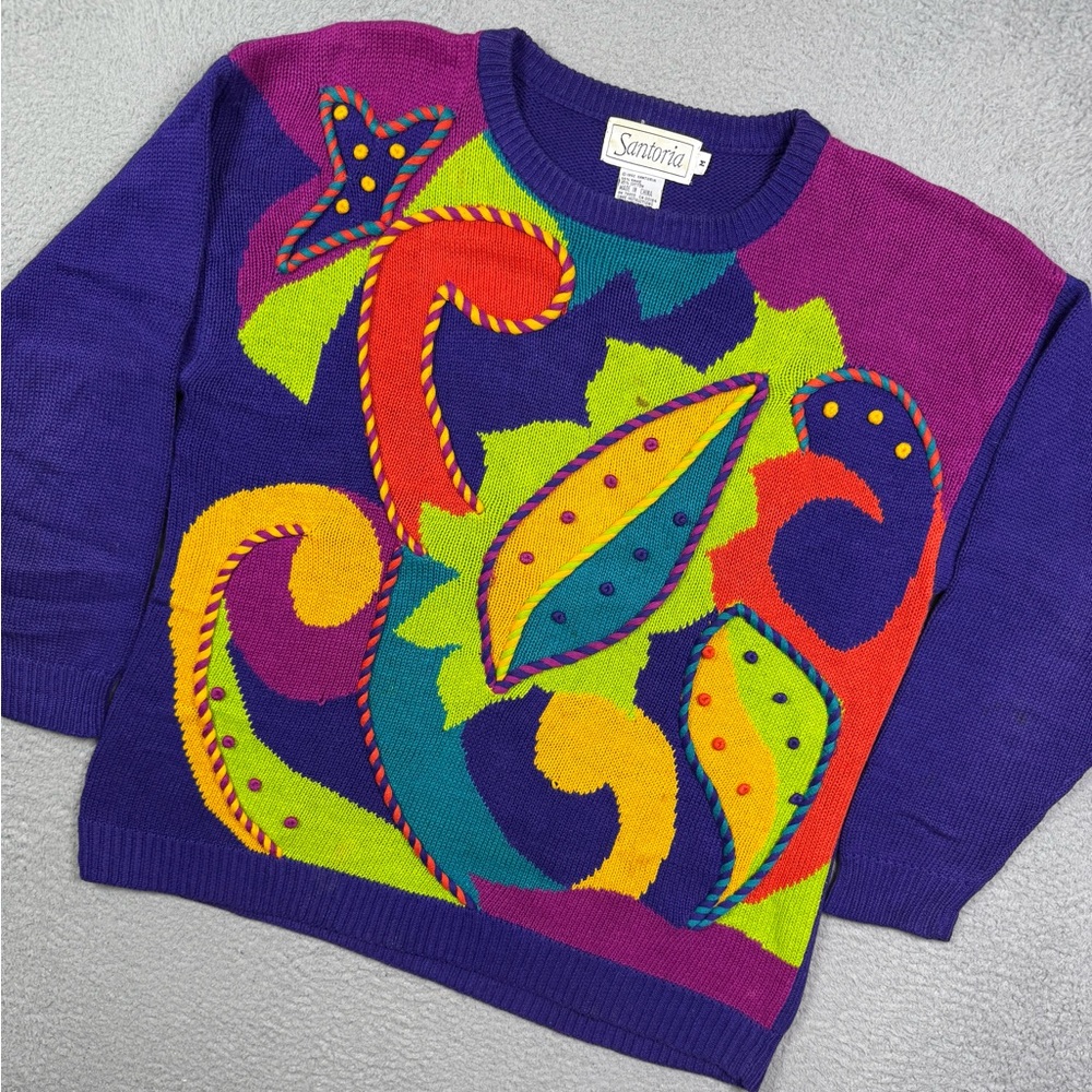 Vintage 90s‎ Santoria 3D art knit sweater